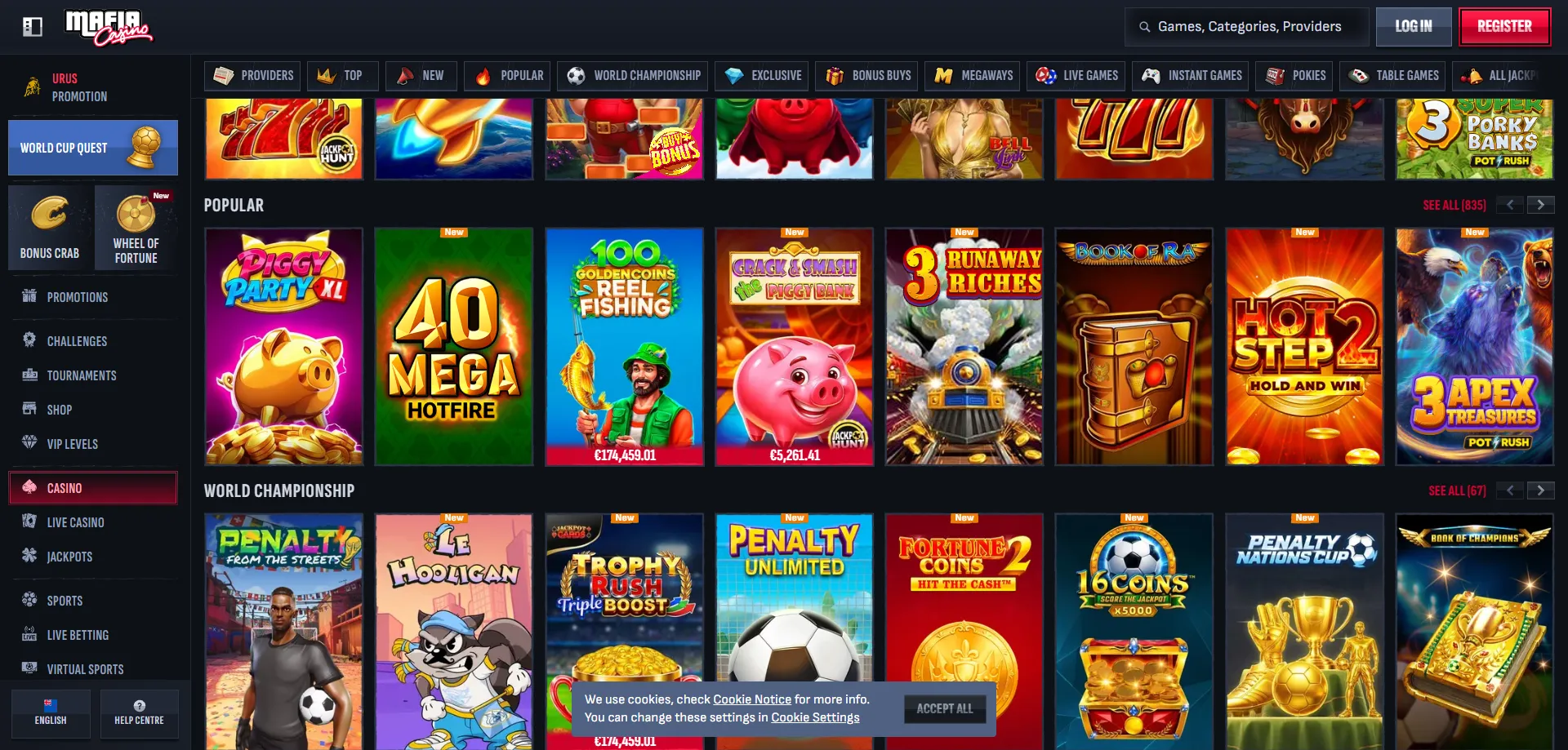 Mafia Casino online slots and game library — 12000 titles NZ